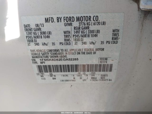 1FM5K8D82EGA52285 Ford EXPLORER XLT
