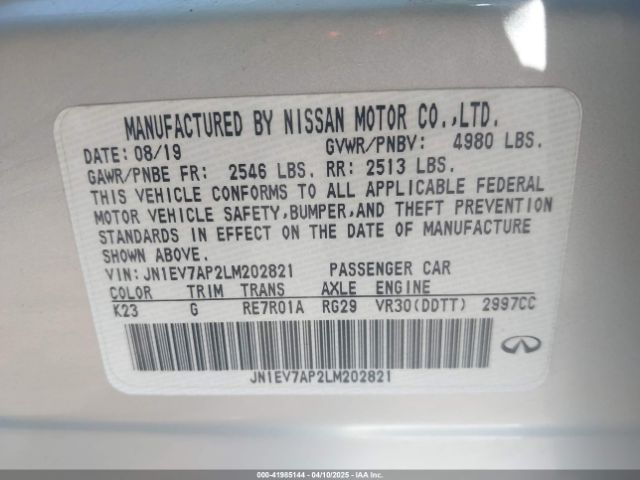JN1EV7AP2LM202821 Infiniti Q50 LUXE