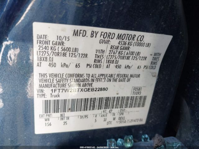 1FT7W2BTXGEB22880 Ford F-250 Xlt