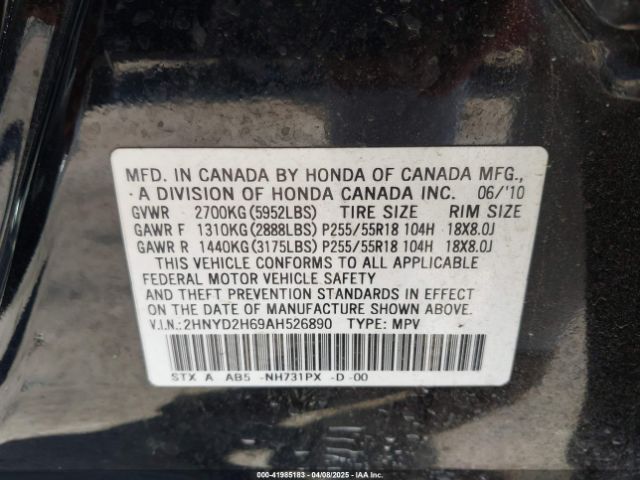 2010 ACURA MDX 2HNYD2H69AH526890 Photo 8