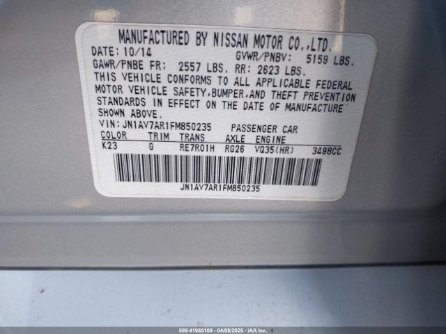 2015 INFINITI Q50 HYBRID JN1AV7AR1FM850235 Photo 8