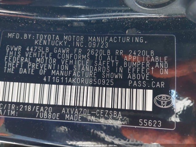 4T1G11AK0RU850925 Toyota CAMRY SE