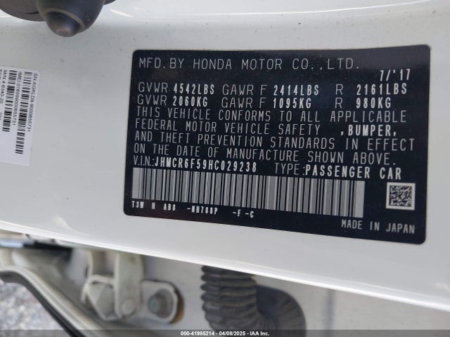 JHMCR6F59HC029238 Honda lfa1