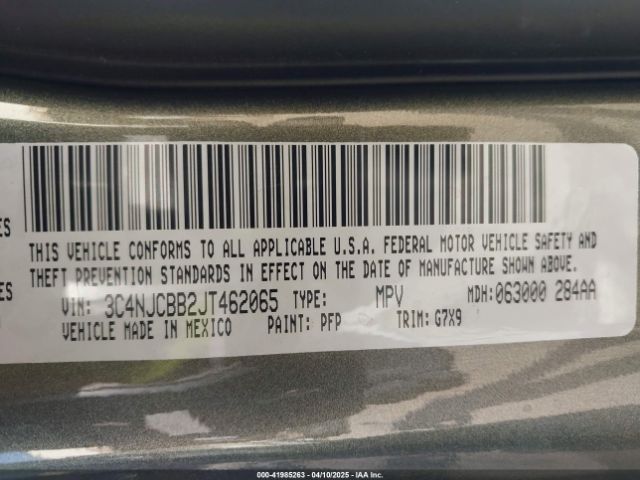 3C4NJCBB2JT462065 Jeep Compass Latitude Fwd