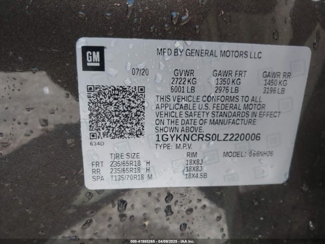 1GYKNCRS0LZ220006 Cadillac Xt5 Fwd Premium Luxury