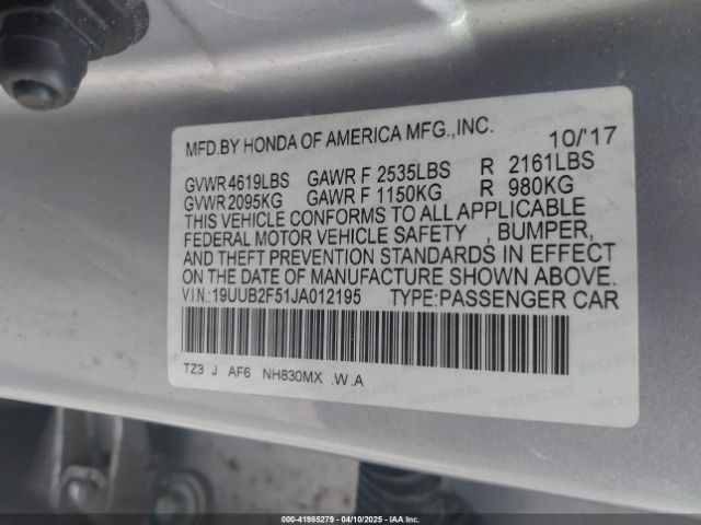 19UUB2F51JA012195 Acura Tlx Tech Pkg