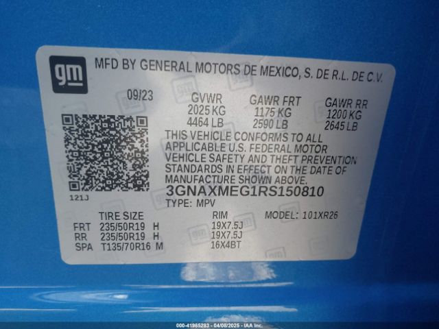 3GNAXMEG1RS150810 Chevrolet Equinox Fwd Rs