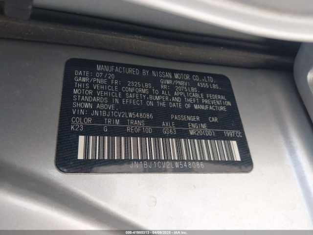 JN1BJ1CV2LW548086 Nissan Rogue Sport S Fwd Xtronic Cvt