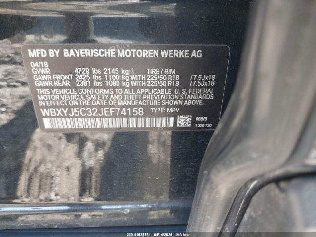WBXYJ5C32JEF74158 BMW X2 Xdrive28i