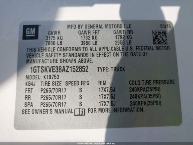 2010 GMC SIERRA 1500 1GTSKVE38AZ152852 Photo 8