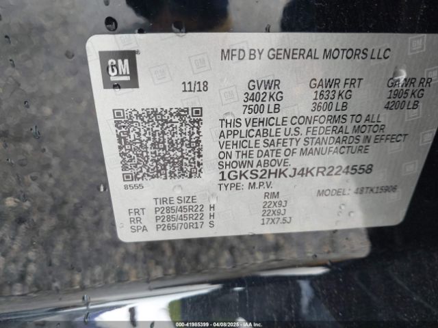 1GKS2HKJ4KR224558 GMC YUKON XL DENALI
