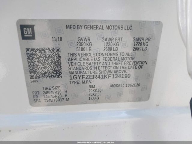 1GYFZER41KF134190 Cadillac lsy - sidi, vvt, alum, var 3