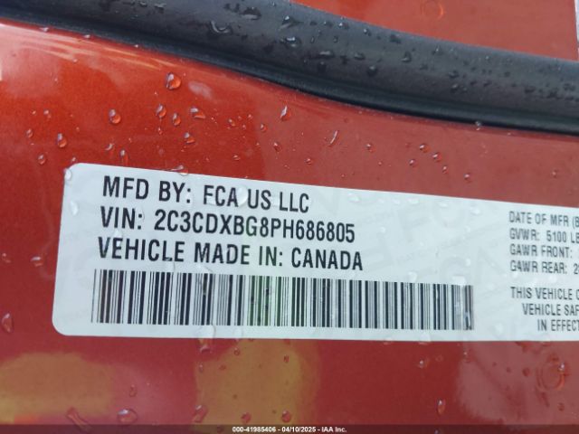 2C3CDXBG8PH686805 Dodge Charger Sxt