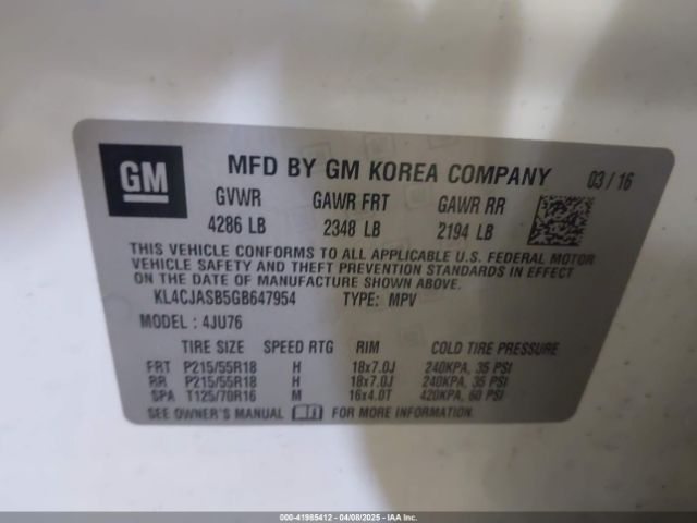 KL4CJASB5GB647954 Buick Encore