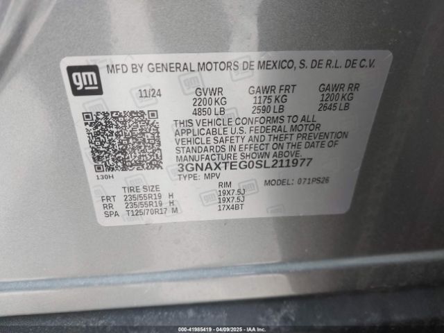 3GNAXTEG0SL211977 Chevrolet Equinox Awd Rs