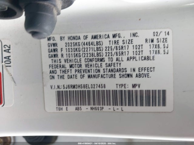 5J6RM3H58EL027458 Honda CR-V EX