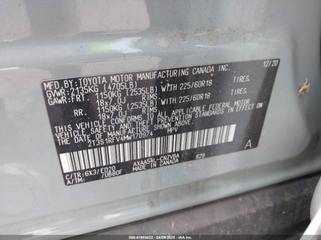 2021 TOYOTA RAV4 2T3S1RFV4MW170974 Photo 8
