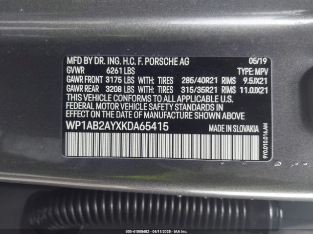 2019 PORSCHE CAYENNE WP1AB2AYXKDA65415 Photo 8