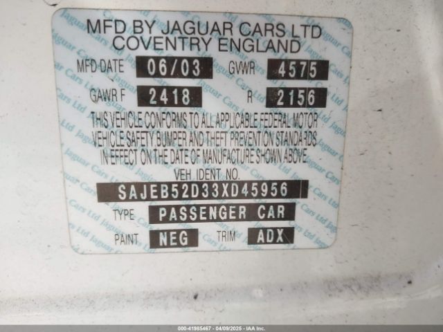 2003 JAGUAR X-TYPE SAJEB52D33XD45956 Photo 8