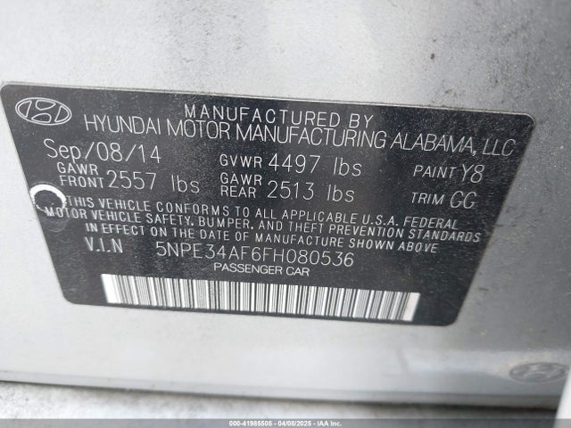 5NPE34AF6FH080536 Hyundai Sonata Sport