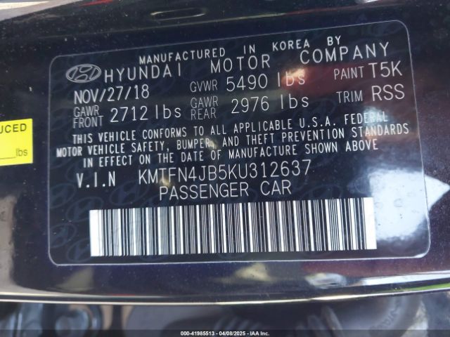KMTFN4JB5KU312637 Genesis G80 3.3t Sport