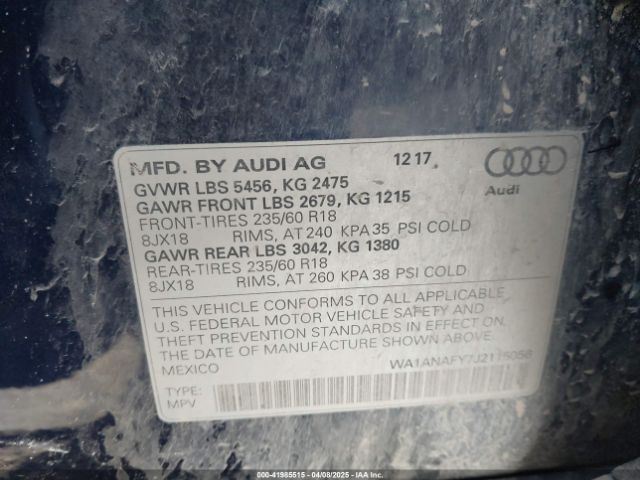 WA1ANAFY7J2115056 Audi Q5 2.0t Premium/2.0t Tech Premium