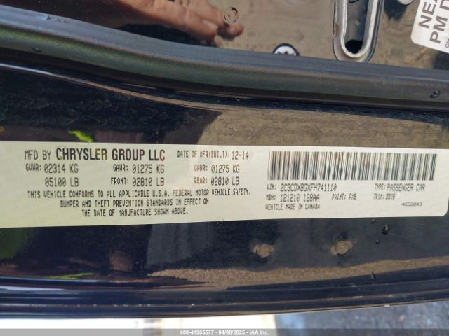 2C3CDXBGXFH741110 Dodge Charger Se