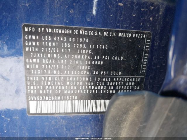 3VV5X7B26RM118770 Volkswagen Taos 1.5t S