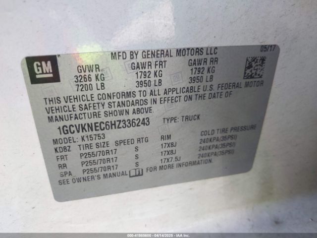 1GCVKNEC6HZ336243 Chevrolet Silverado 1500 Wt
