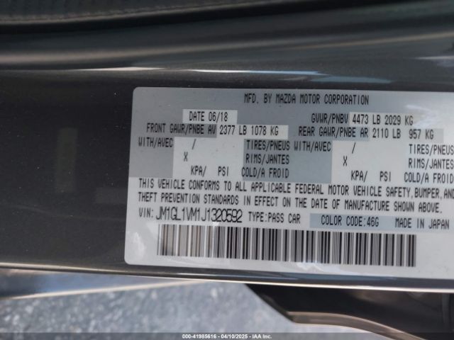 JM1GL1VM1J1320592 Mazda Mazda6 Touring