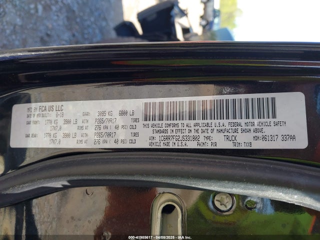 RAM 1500 Tradesman  4x4 6'4 Box 2018 1C6RR7FG2JS331802 Image 9