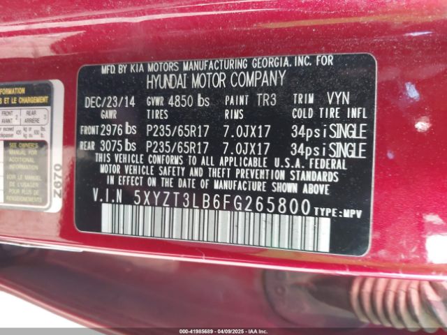 5XYZT3LB6FG265800 Hyundai Santa Fe Sport 2.4l