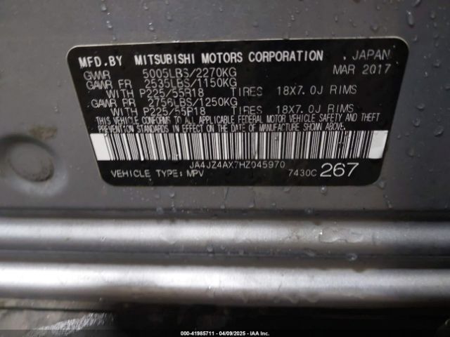 2017 MITSUBISHI OUTLANDER JA4JZ4AX7HZ045970 Photo 8