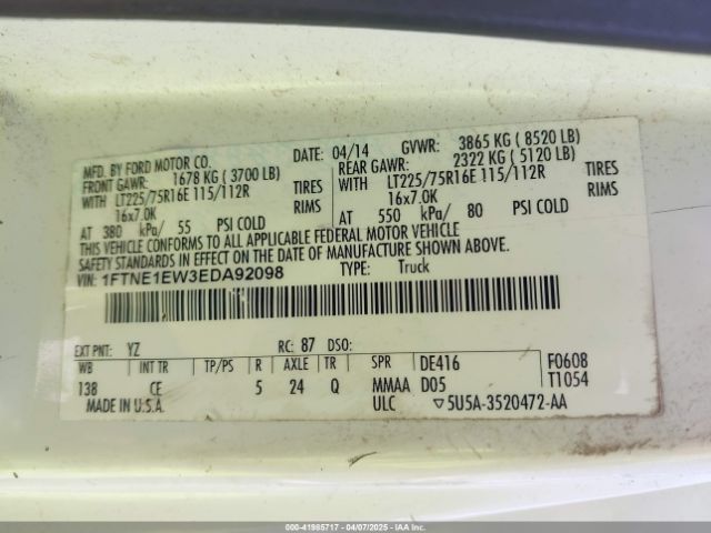 1FTNE1EW3EDA92098 Ford E-150 Commercial