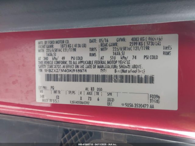 1FBZX2ZM4GKB18978 Ford Transit-350 Xl