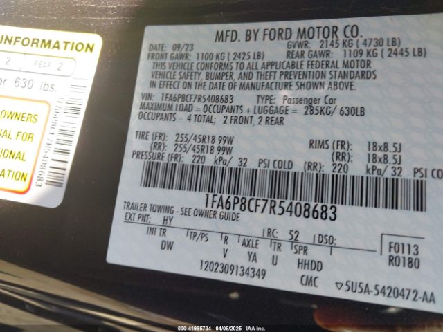 2024 FORD MUSTANG 1FA6P8CF7R5408683 Photo 8