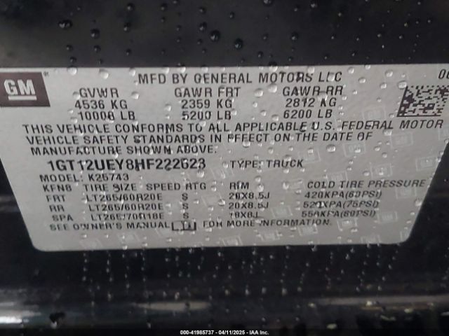 2017 GMC SIERRA 2500HD 1GT12UEY8HF222623 Photo 8