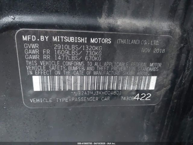 2019 MITSUBISHI MIRAGE ML32A3HJ3KH004801 Photo 8