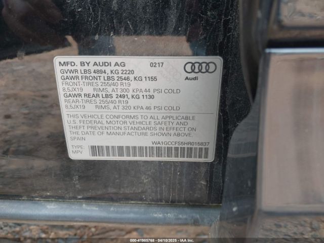 WA1GCCFS5HR015837 Audi Q3 2.0t Premium