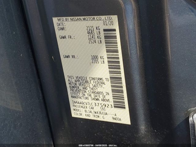 1N4AA6CV7LC375923 Nissan Maxima Sv Xtronic Cvt