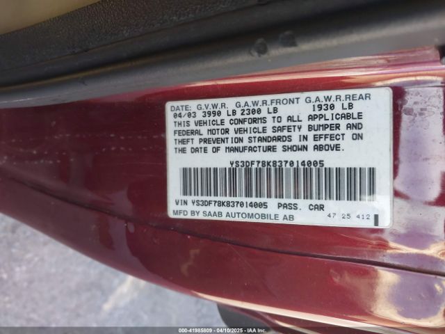2003 SAAB 9-3 YS3DF78K837014005 Photo 8
