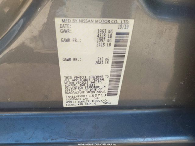 1N4BL4EV0LC183713 Nissan Altima Sl Fwd