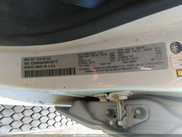 1C6RREBG5MN750773 RAM 1500 Big Horn  4x2 6'4 Box