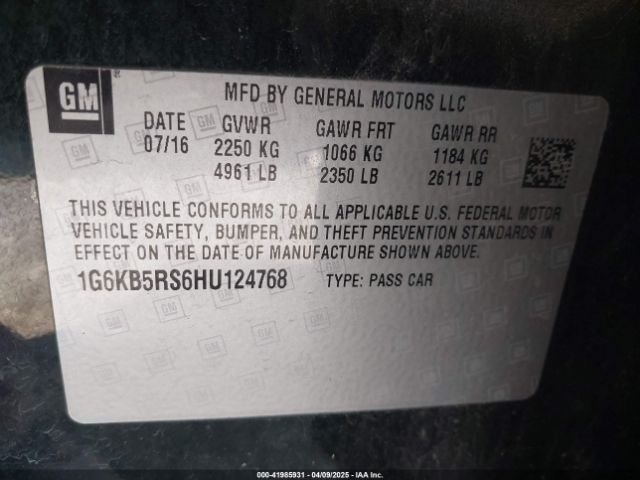 1G6KB5RS6HU124768 Cadillac Ct6 Standard