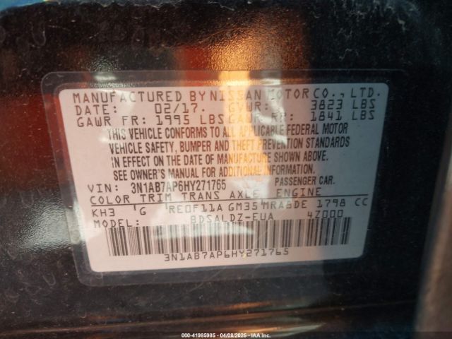 3N1AB7AP6HY271765 Nissan SENTRA SV