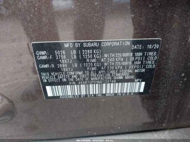 4S4BTGPDXM3120146 Subaru Outback Touring Xt