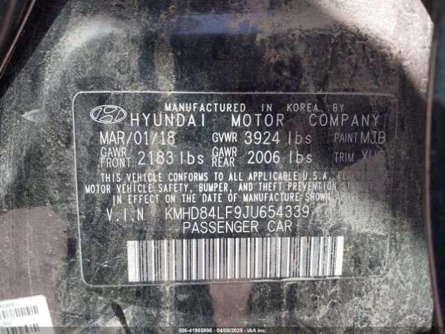 KMHD84LF9JU654339 Hyundai Elantra Value Edition