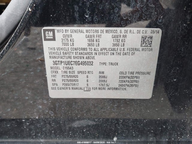 3GTP1UEC7EG495032 GMC Sierra 1500 Sle