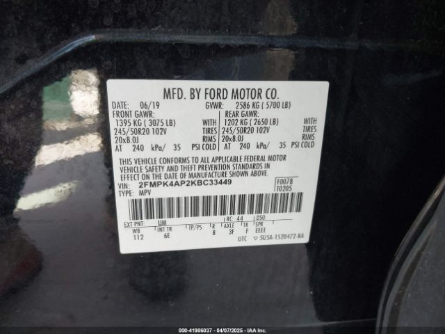 2FMPK4AP2KBC33449 Ford EDGE ST