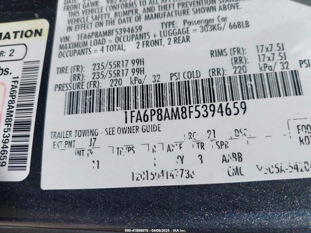 Ford Mustang V6 2015 1FA6P8AM8F5394659 Image 9